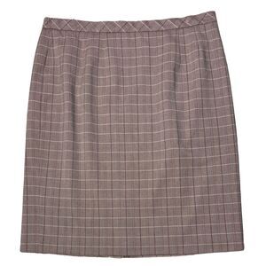 Covington Skirt Womens Plaid Pencil Back Zip Lined Size 16W Light Brown Academia
